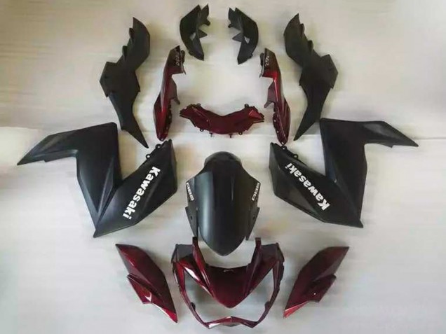 2015-2016 Kawasaki Z250/Z300 Motorcycle Fairings - Matte Black Maroon Red Canada Suppliers