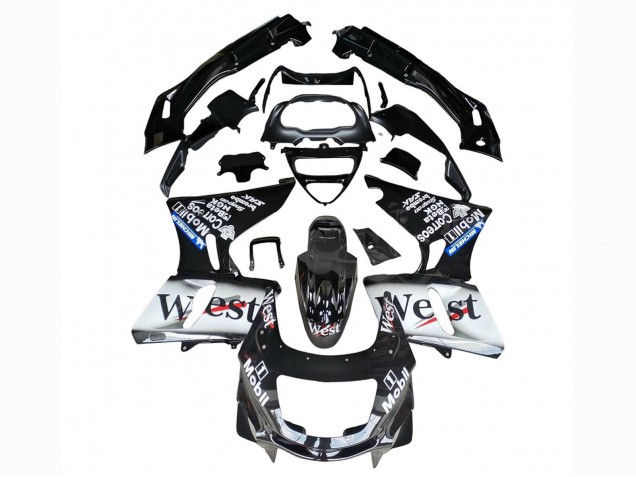 1993-2007 Kawasaki ZZR400 Motorcycle Fairings - Glossy Black White West Canada Suppliers