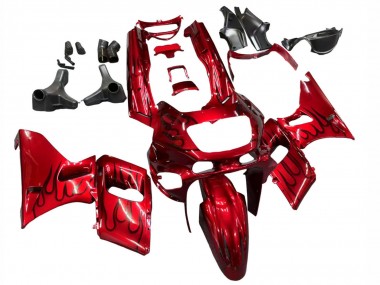 1998-2003 Kawasaki ZZR600 Motorcycle Fairings - Red with Black Flame Canada Suppliers