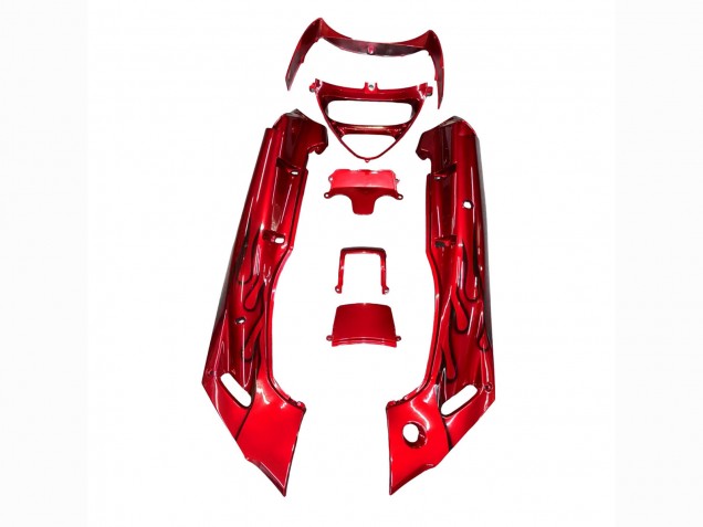 1998-2003 Kawasaki ZZR600 Motorcycle Fairings - Red with Black Flame Canada Suppliers