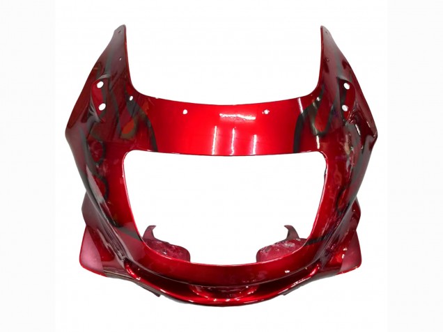 1998-2003 Kawasaki ZZR600 Motorcycle Fairings - Red with Black Flame Canada Suppliers