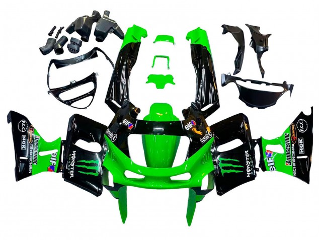 1998-2003 Kawasaki ZZR600 Motorcycle Fairings - Green Black Monster Elf Canada Suppliers