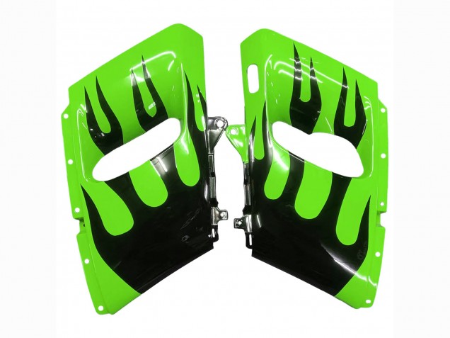 1998-2003 Kawasaki ZZR600 Motorcycle Fairings - Green Glossy Black Flame Canada Suppliers