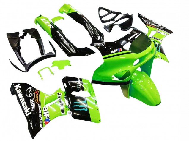 1993-2007 Kawasaki ZZR400 Motorcycle Fairings - Green Glossy Black Blue Monster Elf Touch4 Bridgestone Canada Suppliers
