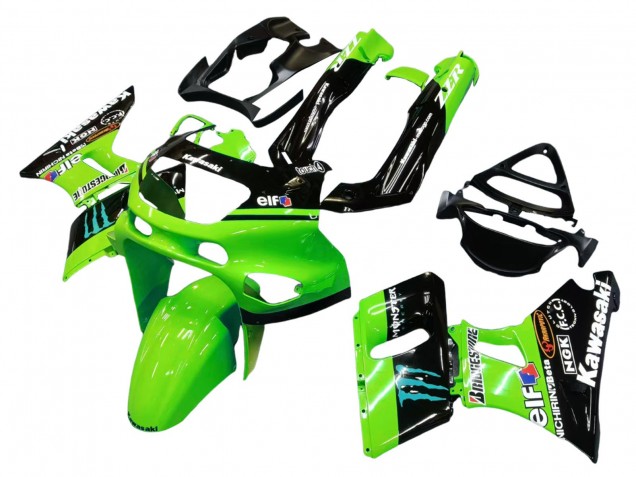 1998-2003 Kawasaki ZZR600 Motorcycle Fairings - Green Glossy Black Blue Monster Elf Touch4 Bridgestone Canada Suppliers