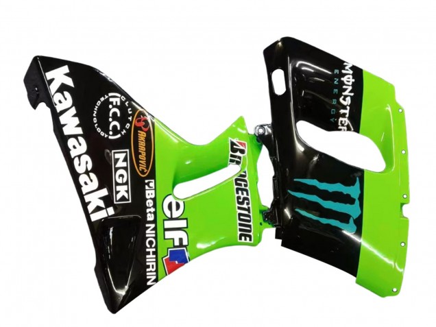 1998-2003 Kawasaki ZZR600 Motorcycle Fairings - Green Glossy Black Blue Monster Elf Touch4 Bridgestone Canada Suppliers