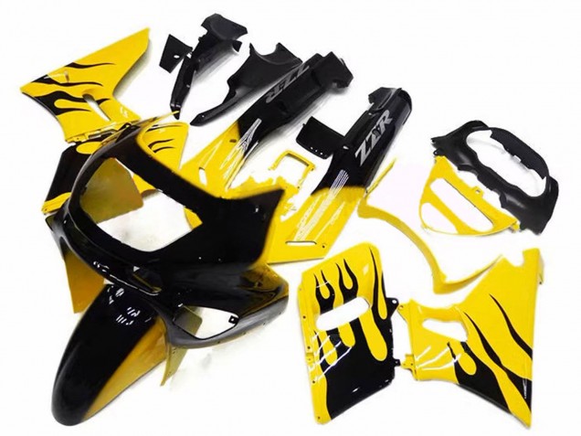 1998-2003 Kawasaki ZZR600 Motorcycle Fairings - Yellow Black Flame Canada Suppliers