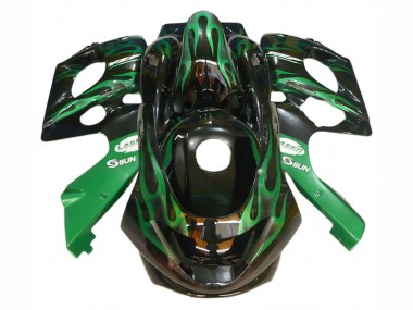 1996-2007 Yamaha YZF600R Thundercat Motorcycle Fairings - Black with Dark Green Flame Canada Suppliers