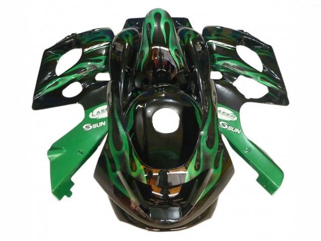 1996-2007 Yamaha YZF600R Thundercat Motorcycle Fairings - Black with Dark Green Flame Canada Suppliers