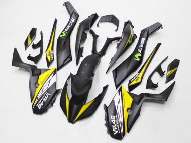 2017-2021 Yamaha XMAX300 Motorcycle Fairings - Matte Black Yellow MoviStar ENEOS 46 Canada Suppliers