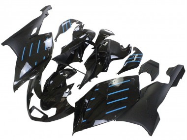 2005-2010 BMW K1200S Motorcycle Fairings - Glossy Black Matte Black Blue Lines Canada Suppliers