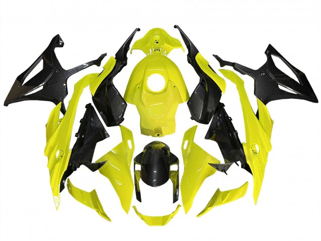 2023-2024 BMW S1000RR Motorcycle Fairings - Yellow Black Carbon Fiber Canada Suppliers