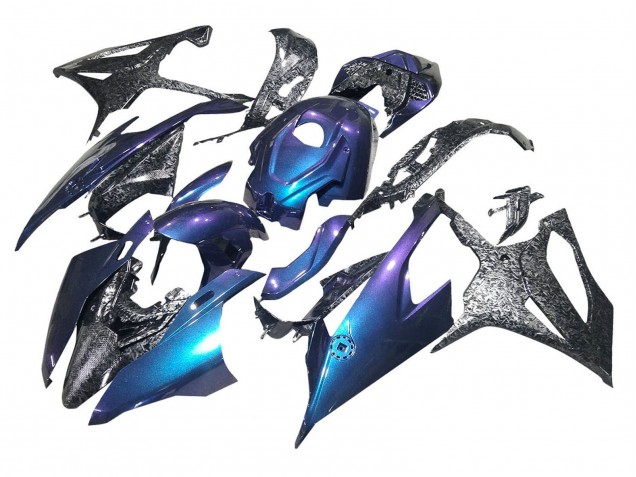 2019-2022 BMW S1000RR Motorcycle Fairings - Gradient Blue Purple Forged Carbon Fiber Canada Suppliers