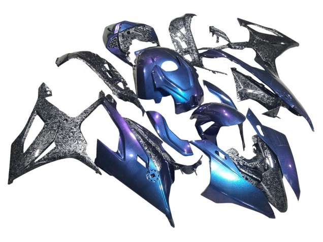 2019-2022 BMW S1000RR Motorcycle Fairings - Gradient Blue Purple Forged Carbon Fiber Canada Suppliers