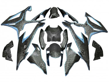 2019-2022 BMW S1000RR Motorcycle Fairings - Black Light Blue Forged Carbon Fiber Canada Suppliers