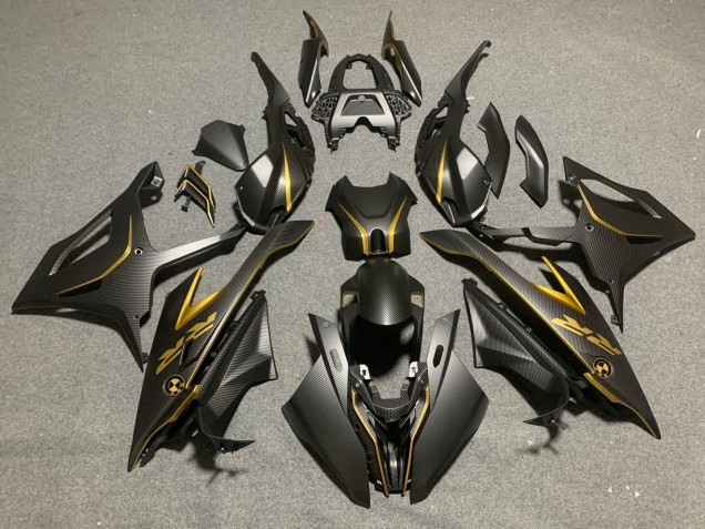 2019-2022 BMW S1000RR Motorcycle Fairings - Black Gold Carbon Fiber Canada Suppliers