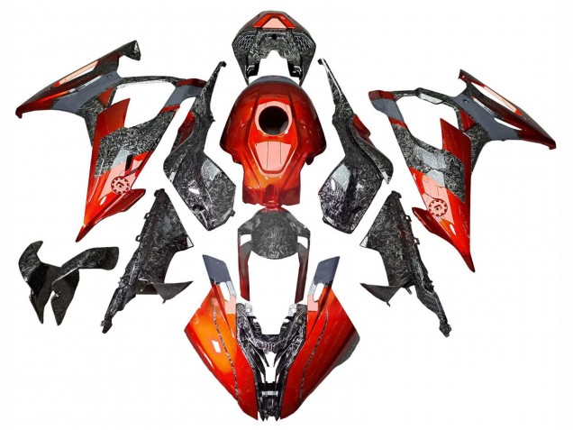 2019-2022 BMW S1000RR Motorcycle Fairings - Dark Orange Forged Carbon Fiber Canada Suppliers