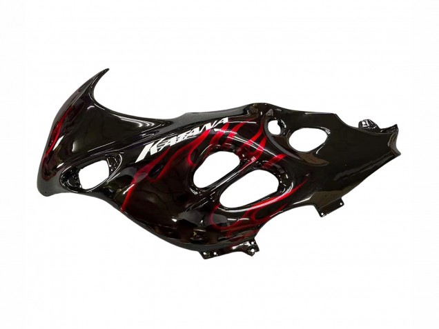 2004-2006 Suzuki GSX600F/GSX750F Motorcycle Fairings - Glossy Black Red Flame Canada Suppliers