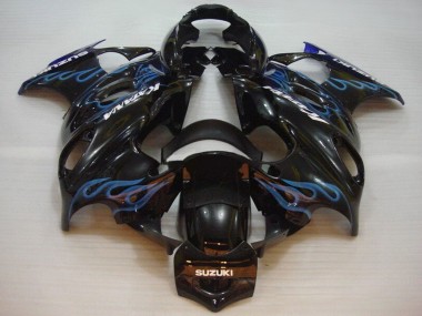 2004-2006 Suzuki GSX600F/GSX750F Motorcycle Fairings - Glossy Black Blue Flame Canada Suppliers