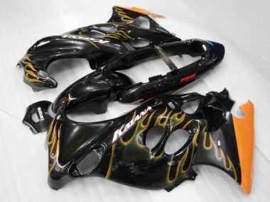 2004-2006 Suzuki GSX600F/GSX750F Motorcycle Fairings - Glossy Black Orange Flame Katana Canada Suppliers