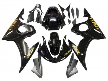 2006-2009 Yamaha YZF R6S Motorcycle Fairings - Glossy Black Gold Decals Canada Suppliers