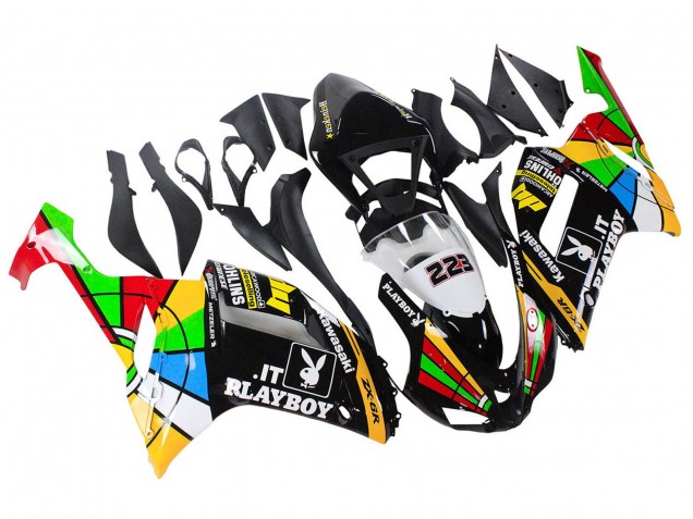 2007-2008 Kawasaki ZX6R Motorcycle Fairings - Colorful Playboy 223 Canada Suppliers