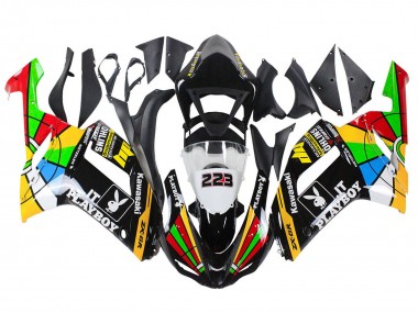 2007-2008 Kawasaki ZX6R Motorcycle Fairings - Colorful Playboy 223 Canada Suppliers