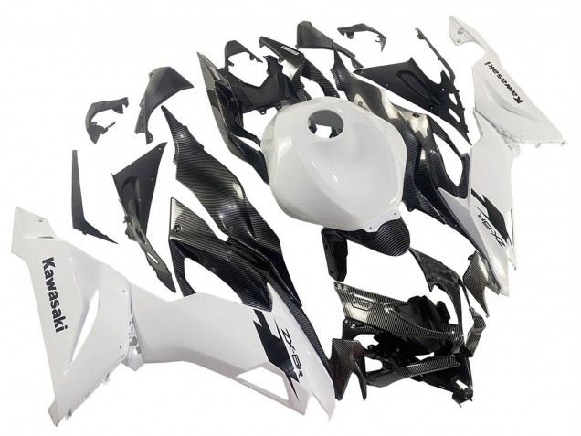 2019-2022 Kawasaki ZX6R Motorcycle Fairings - White Black Carbon Fiber Canada Suppliers