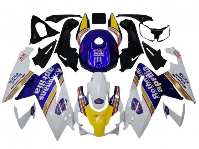 2006-2011 Aprilia RS125 Motorcycle Fairings - White Blue Yellow Rothmans Canada Suppliers
