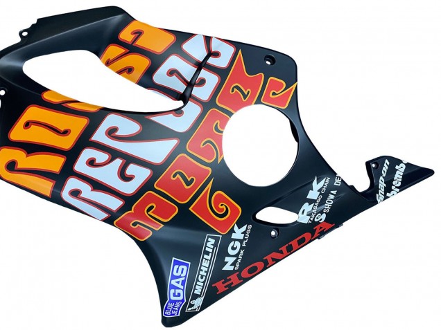 2004-2007 Honda CBR600 F4i Motorcycle Fairings - Matte Black Orange Rossi Canada Suppliers