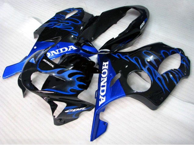 1999-2000 Honda CBR600 F4 Motorcycle Fairings - Glossy Black Blue Flame Canada Suppliers