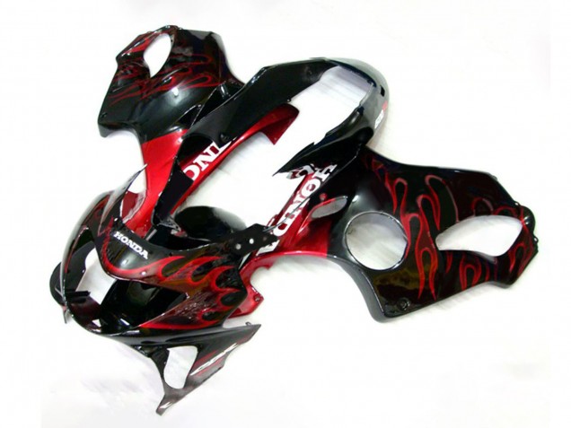 1999-2000 Honda CBR600 F4 Motorcycle Fairings - Glossy Black Red Flame Canada Suppliers