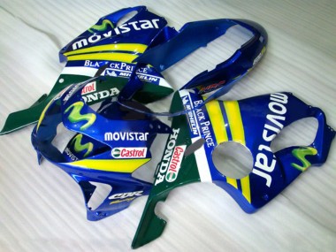 1999-2000 Honda CBR600 F4 Motorcycle Fairings - Blue Yellow Green MoviStar Castrol Canada Suppliers