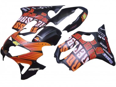 1999-2000 Honda CBR600 F4 Motorcycle Fairings - Matte Black Orange Rossi Repsol 46 Canada Suppliers