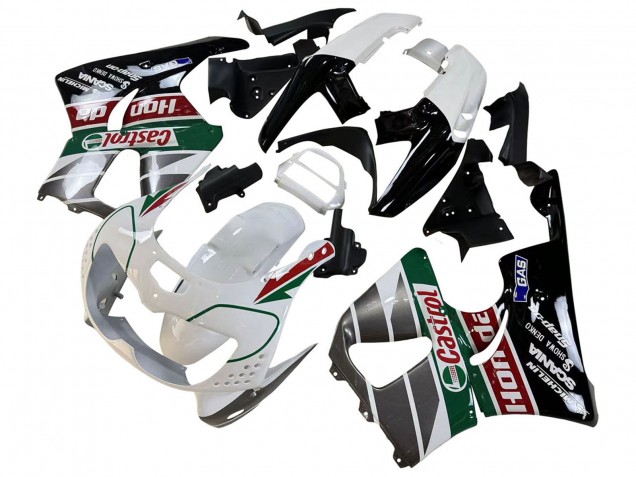 1996-1997 Honda CBR900RR 893 Motorcycle Fairings - White Green Grey Glossy Black Castrol Canada Suppliers