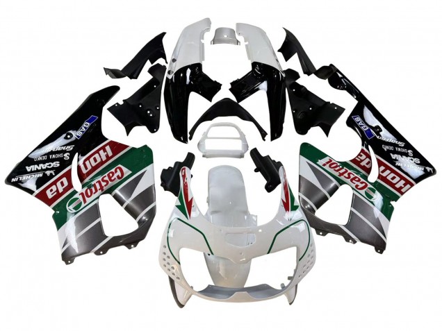 1996-1997 Honda CBR900RR 893 Motorcycle Fairings - White Green Grey Glossy Black Castrol Canada Suppliers