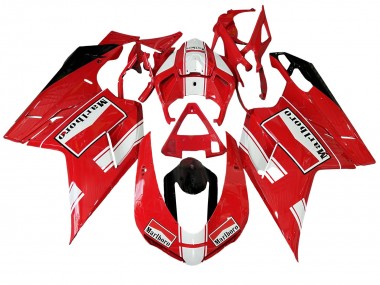 2007-2014 Ducati 848/1098/1198 Motorcycle Fairings - White Red Glossy Black Marlboro Canada Suppliers