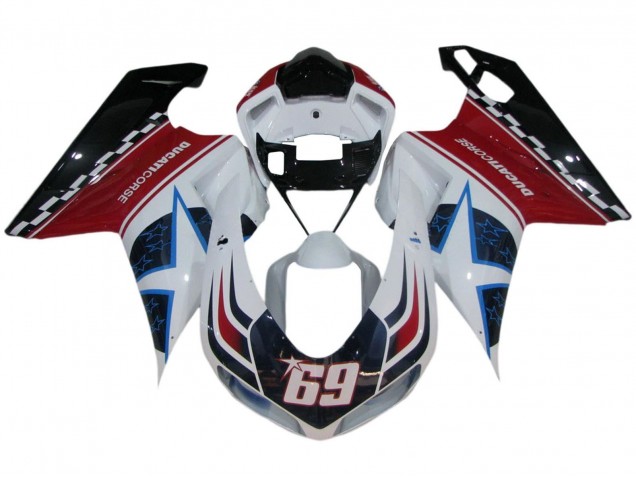 2007-2014 Ducati 848/1098/1198 Motorcycle Fairings - White Red Blue Glossy Black Corse 69 Canada Suppliers
