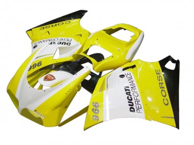 1993-2005 Ducati 996 Motorcycle Fairing - White Yellow Glossy Black Corse Performance Canada Suppliers
