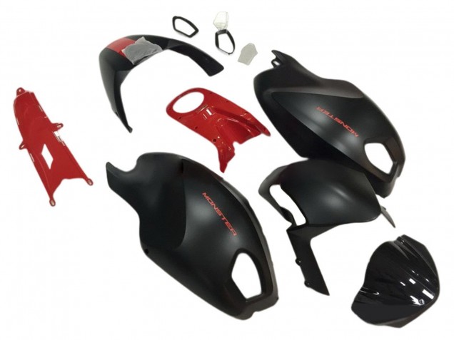 2008-2012 Ducati Monster 696 796 1100 1100S Motorcycle Fairings - Red Matte Black Monster Canada Suppliers