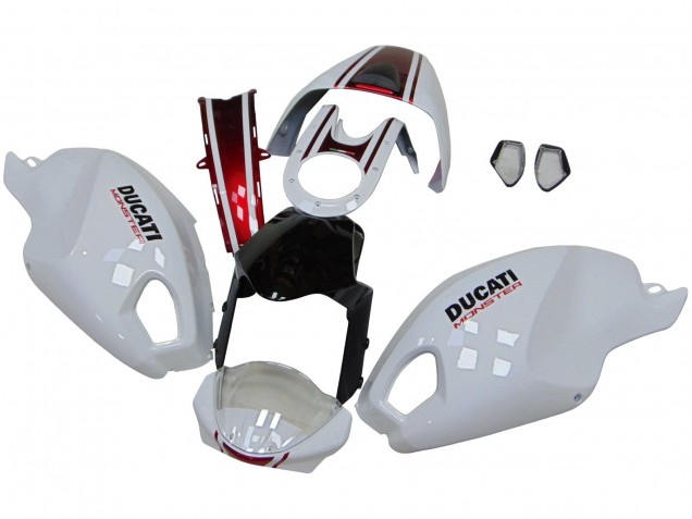 2008-2012 Ducati Monster 696 796 1100 1100S Motorcycle Fairings - White Red Glossy Black Canada Suppliers