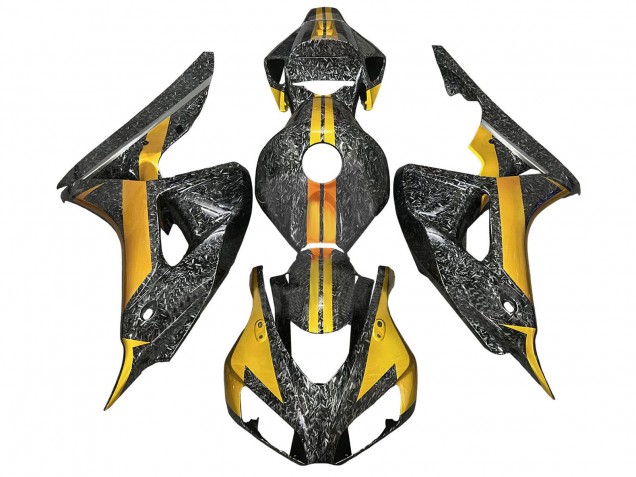 2006-2007 Honda CBR1000RR Motorcycle Fairings - Gold Black Forged Carbon Fiber Canada Suppliers