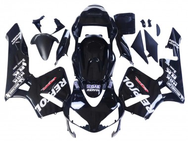 2003-2004 Honda CBR600RR Motorcycle Fairings - Glossy Black White Repsol Canada Suppliers