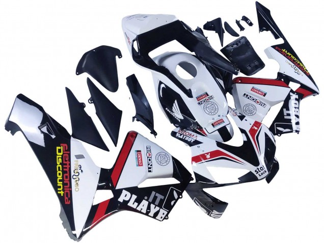 2003-2004 Honda CBR600RR Motorcycle Fairings - White Red Glossy Black DENSO Rimont Canada Suppliers