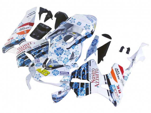 2003-2004 Honda CBR600RR Motorcycle Fairings - White Blue Red Nastro Azzurro 46 Canada Suppliers