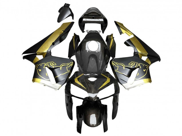 2005-2006 Honda CBR600RR Motorcycle Fairings - Black Gold Carbon Fiber Canada Suppliers