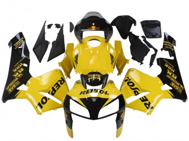 2005-2006 Honda CBR600RR Motorcycle Fairings - Yellow Black Repsol Canada Suppliers