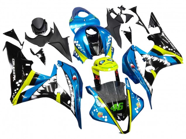 2007-2008 Honda CBR600RR Motorcycle Fairings - Green Yellow Glossy Black Shark 46 Canada Suppliers