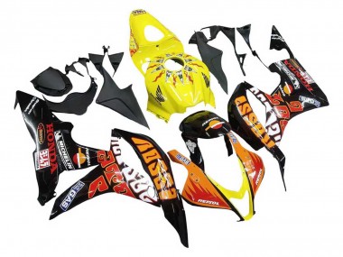 2007-2008 Honda CBR600RR Motorcycle Fairings - Yellow Orange Glossy Black Rossi Repsol Canada Suppliers