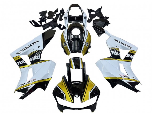 2013-2023 Honda CBR600RR Motorcycle Fairings - White Gold Glossy Black Repsol Canada Suppliers